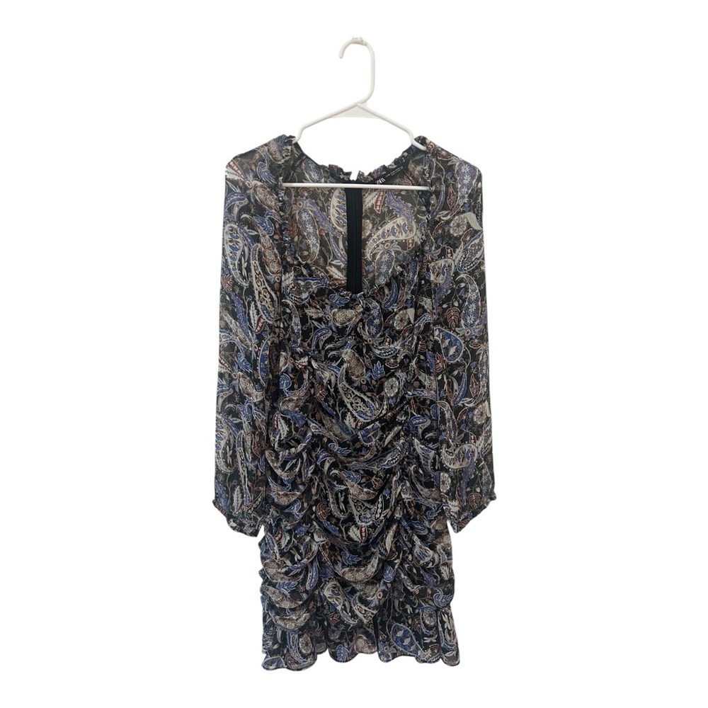 Zara Multicolor Paisley Sheer Mini Dress